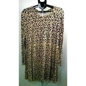 Leopard Long Sleeve XL Women's Dress Soft, Knee Length